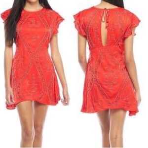 Free People Shine Like the Stars Red Beaded Dress